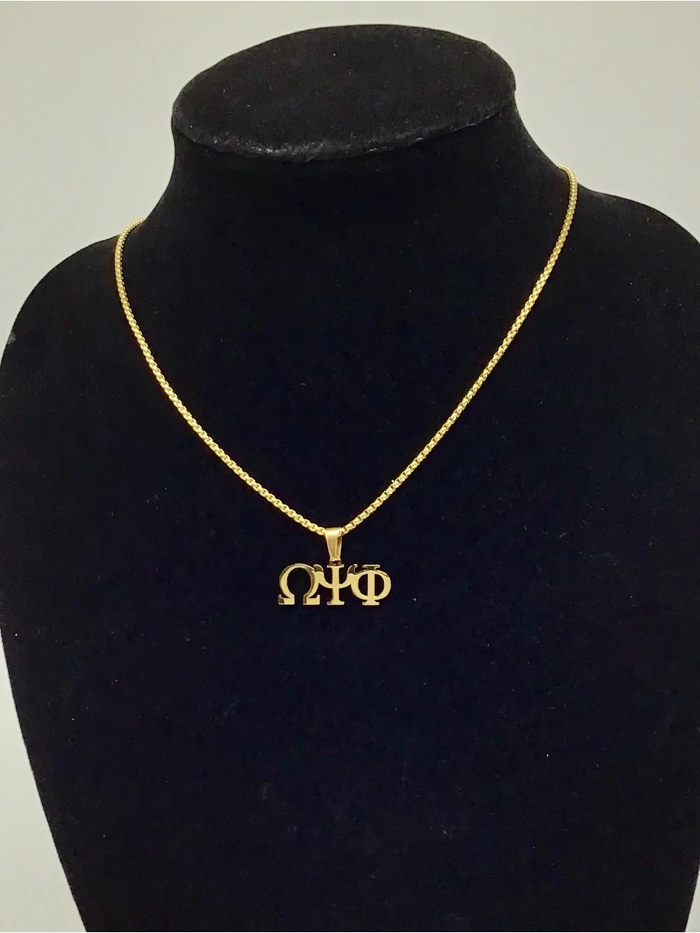 Omega Psi Phi 18k gold plated Pendant Necklace